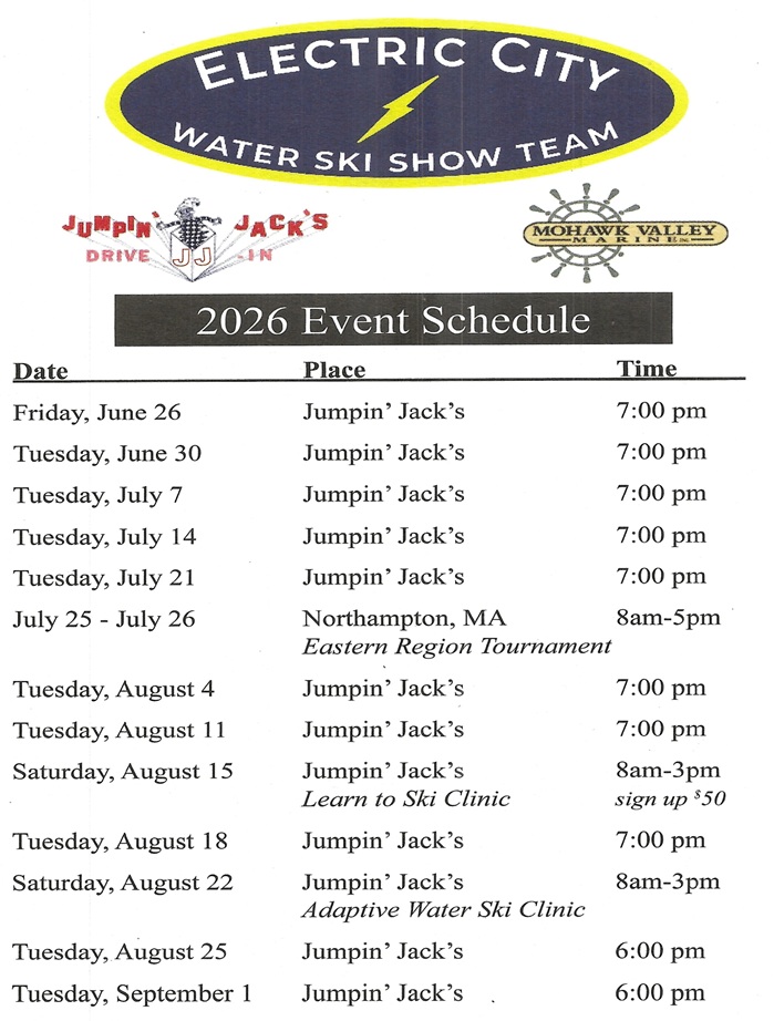 2025 Water Ski Show Schedule